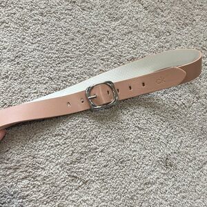 Calvin Klein Women's Reversible Nude Belt with Silver Buckle